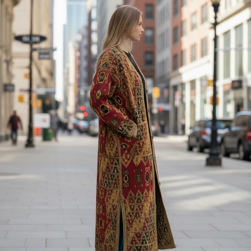 Soft Surroundings Multicolor Tapestry Long Sleeve Maxi Length Buttoned Cardigan - Picture 2 of 13